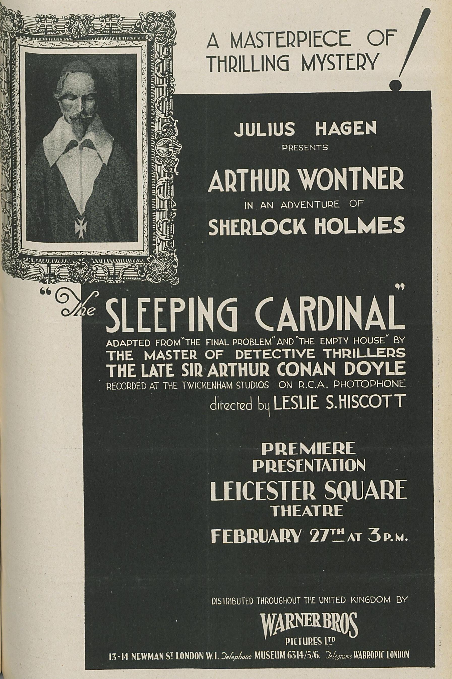 Шерлок Холмс: Спящий кардинал (1931) постер